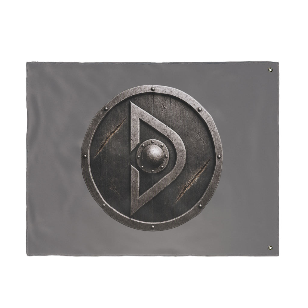 Viking Shield Emblem Flag Double Sided Flag | Medieval Norse Banner, Gray