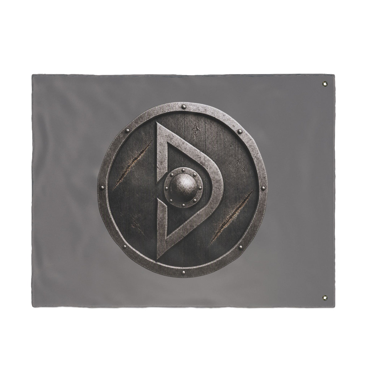 Viking Shield Emblem Flag Double Sided Flag | Medieval Norse Banner, Gray