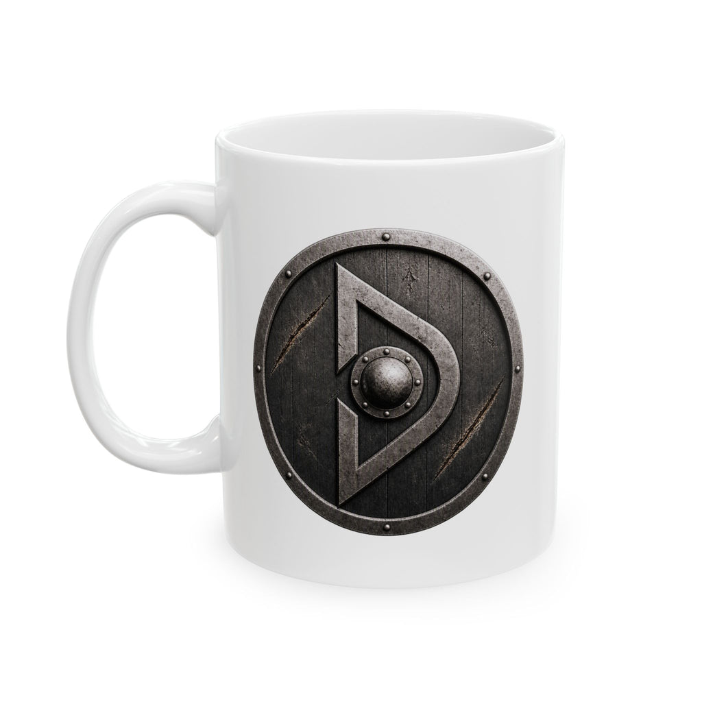 Viking Shield Mug | Ceramic Coffee Cup, Norse Warrior Shield Design