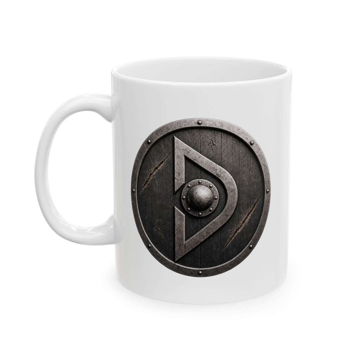 Viking Shield Mug | Ceramic Coffee Cup, Norse Warrior Shield Design