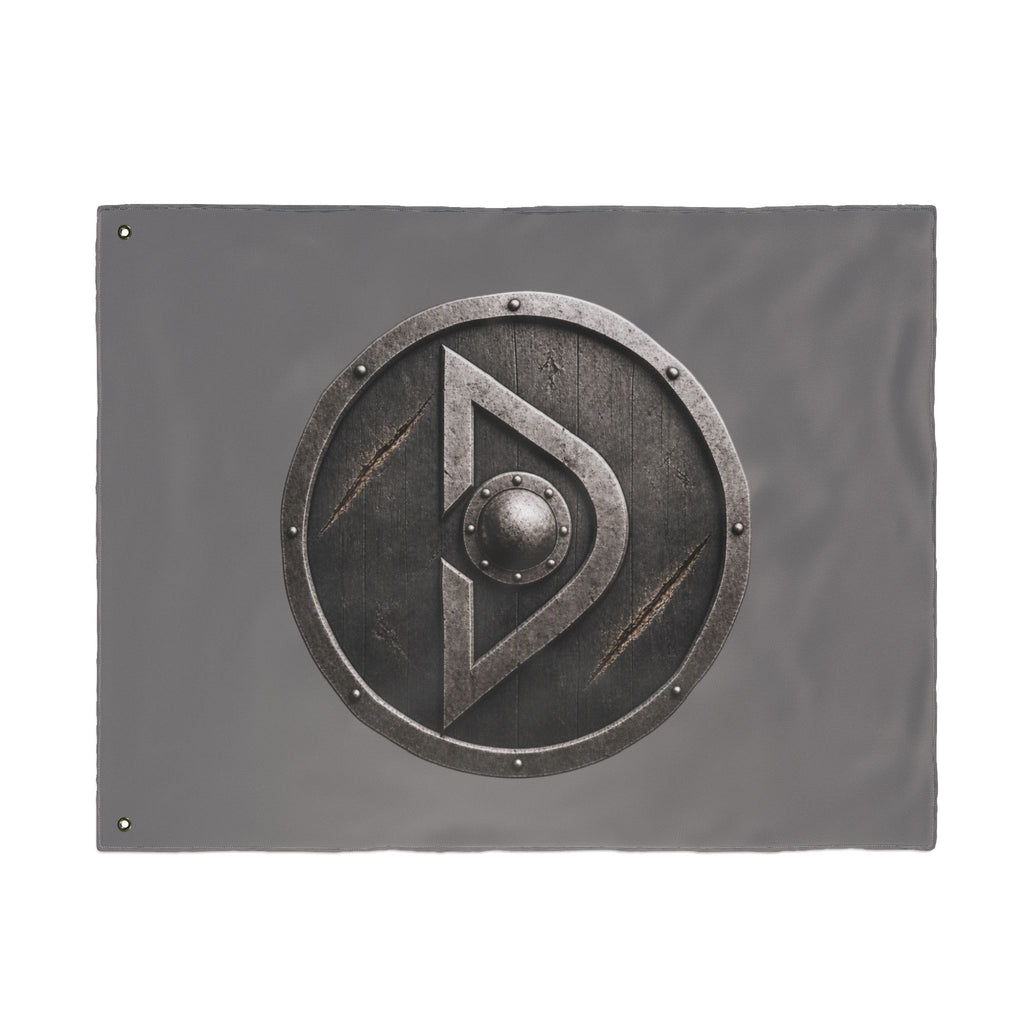 Viking Shield Emblem Flag Double Sided Flag | Medieval Norse Banner, Gray
