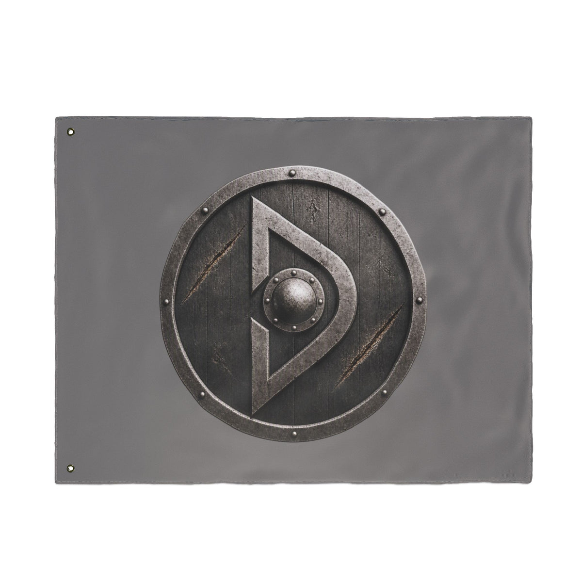 Viking Shield Emblem Flag Double Sided Flag | Medieval Norse Banner, Gray