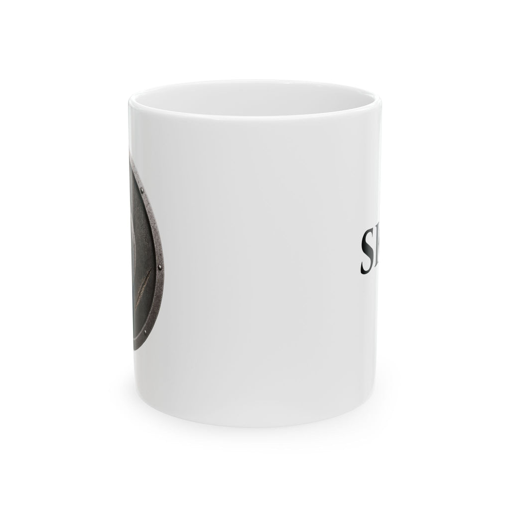 Viking Shield Mug | Ceramic Coffee Cup, Norse Warrior Shield Design
