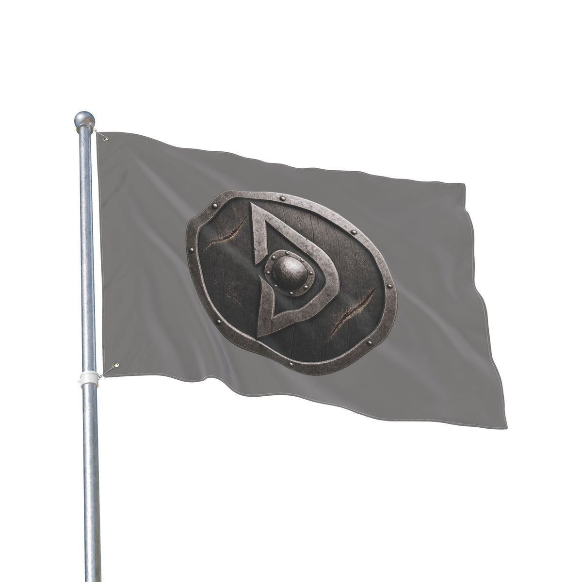 Viking Shield Emblem Flag Double Sided Flag | Medieval Norse Banner, Gray